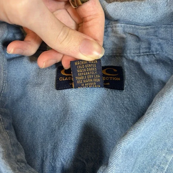 Mustang Shirt Adult 2XL Blue Denim Joe Blow Classic Car Ford Long Sleeve Shacket - Picture 5 of 10